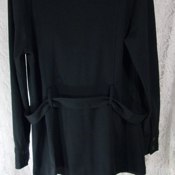 Vintage Express Tricot Knit Rich Black Jacket with Belt Size 9/10 - Picture 7 of 10